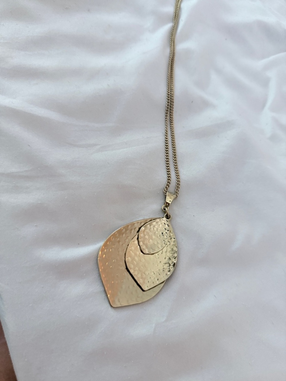 Gold Tone Hammered Layered Pendant Necklace - Women Jewelry